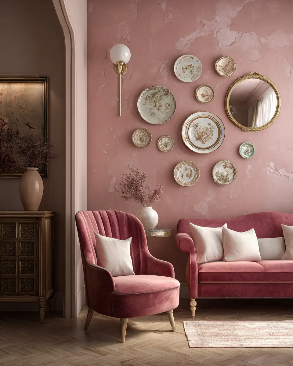 Dusty Rose Vintage Living Room Decor Ideas