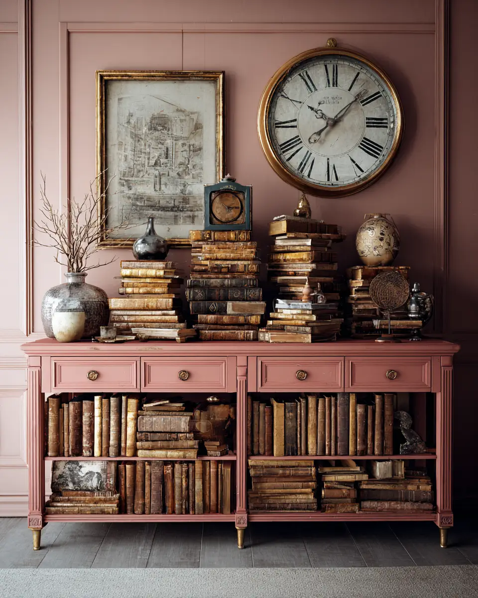 Dusty Rose Vintage Living Room Decor Ideas
