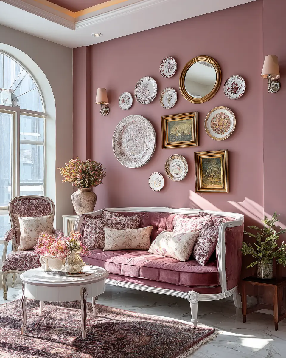 Dusty Rose Vintage Living Room Decor Ideas