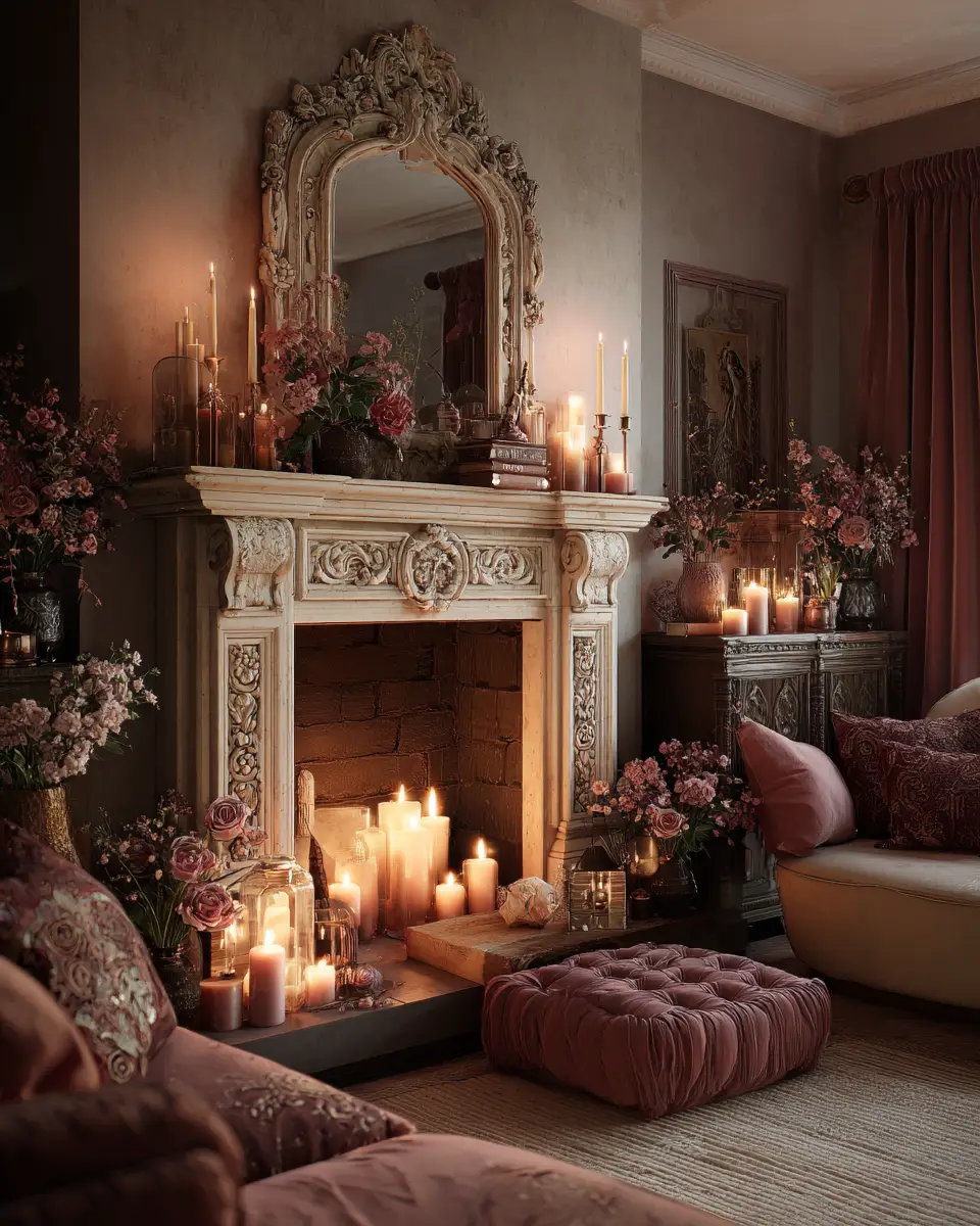 Dusty Rose Vintage Living Room Decor Ideas