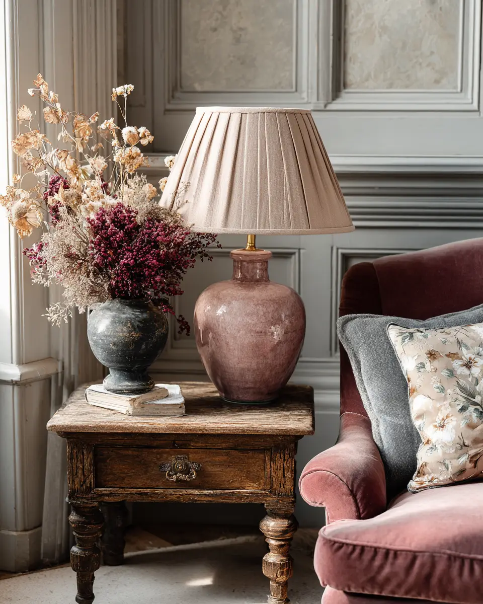 Dusty Rose Vintage Living Room Decor Ideas