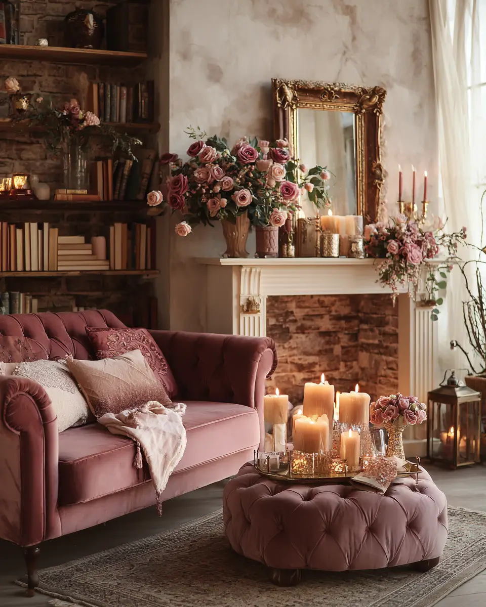 Dusty Rose Vintage Living Room Decor Ideas