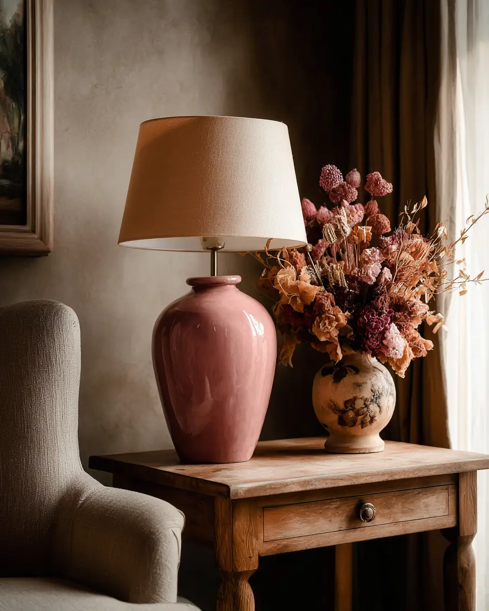 Dusty Rose Vintage Living Room Decor Ideas