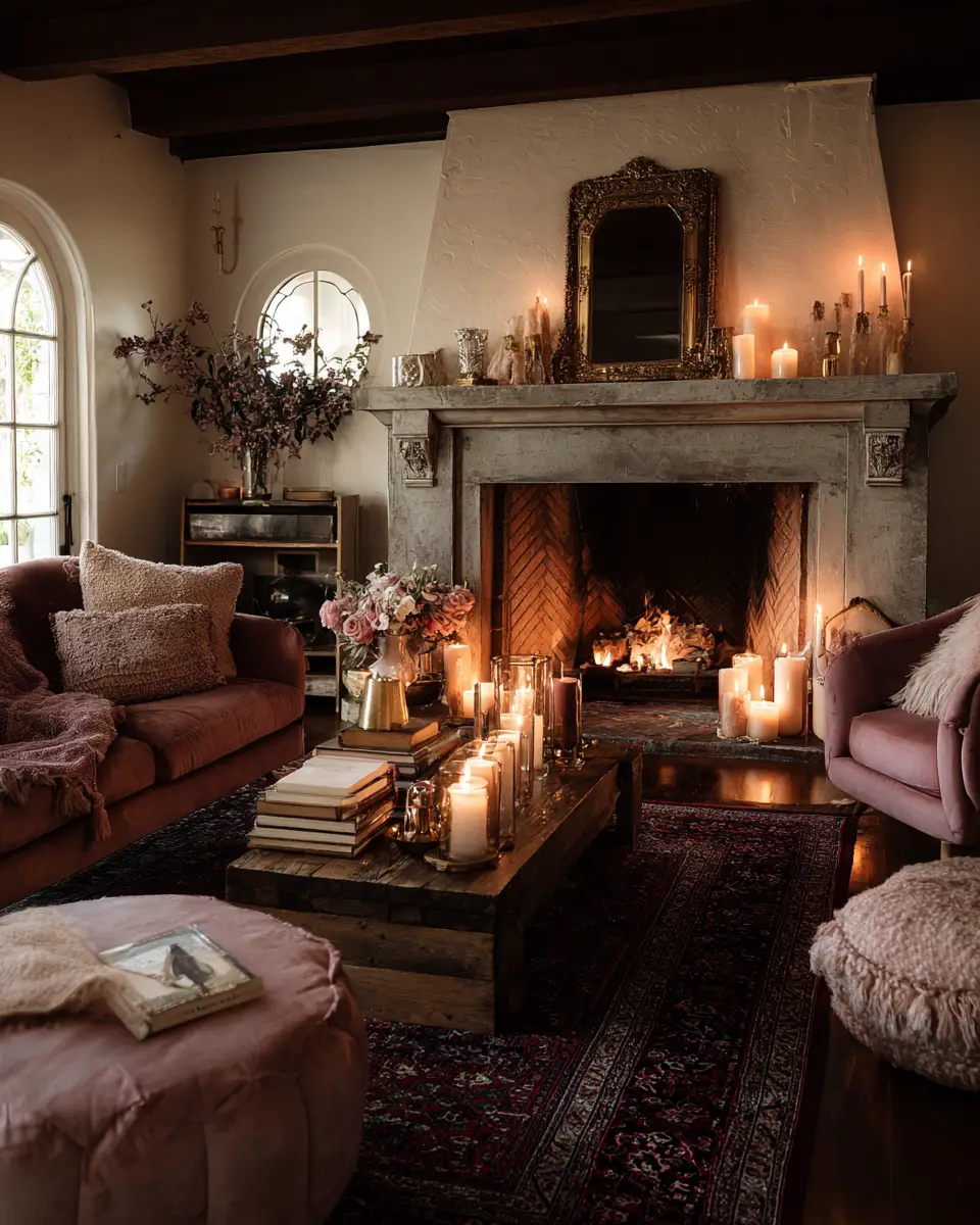 Dusty Rose Vintage Living Room Decor Ideas