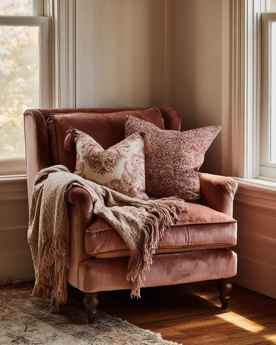 Dusty Rose Vintage Living Room Decor Ideas