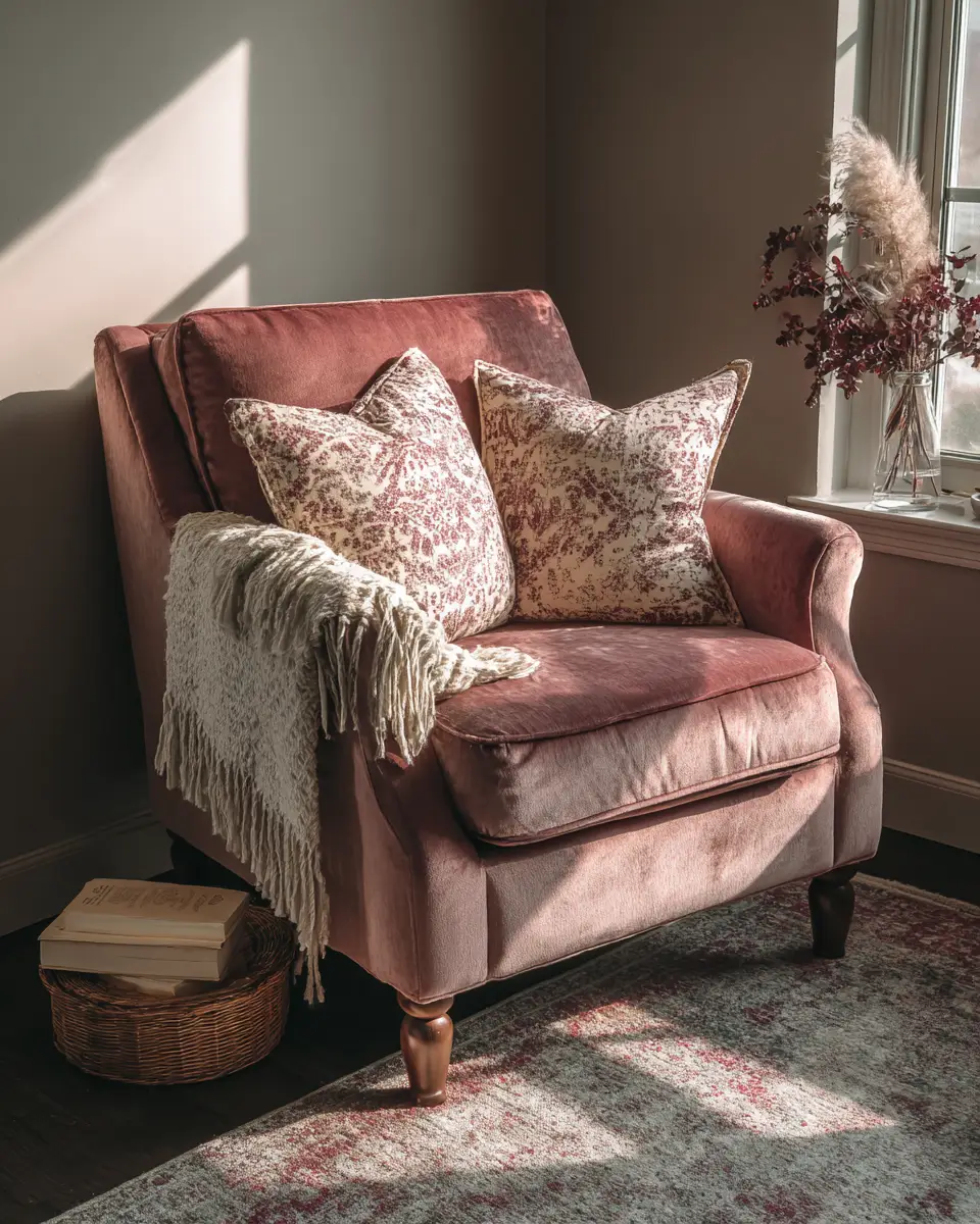 Dusty Rose Vintage Living Room Decor Ideas