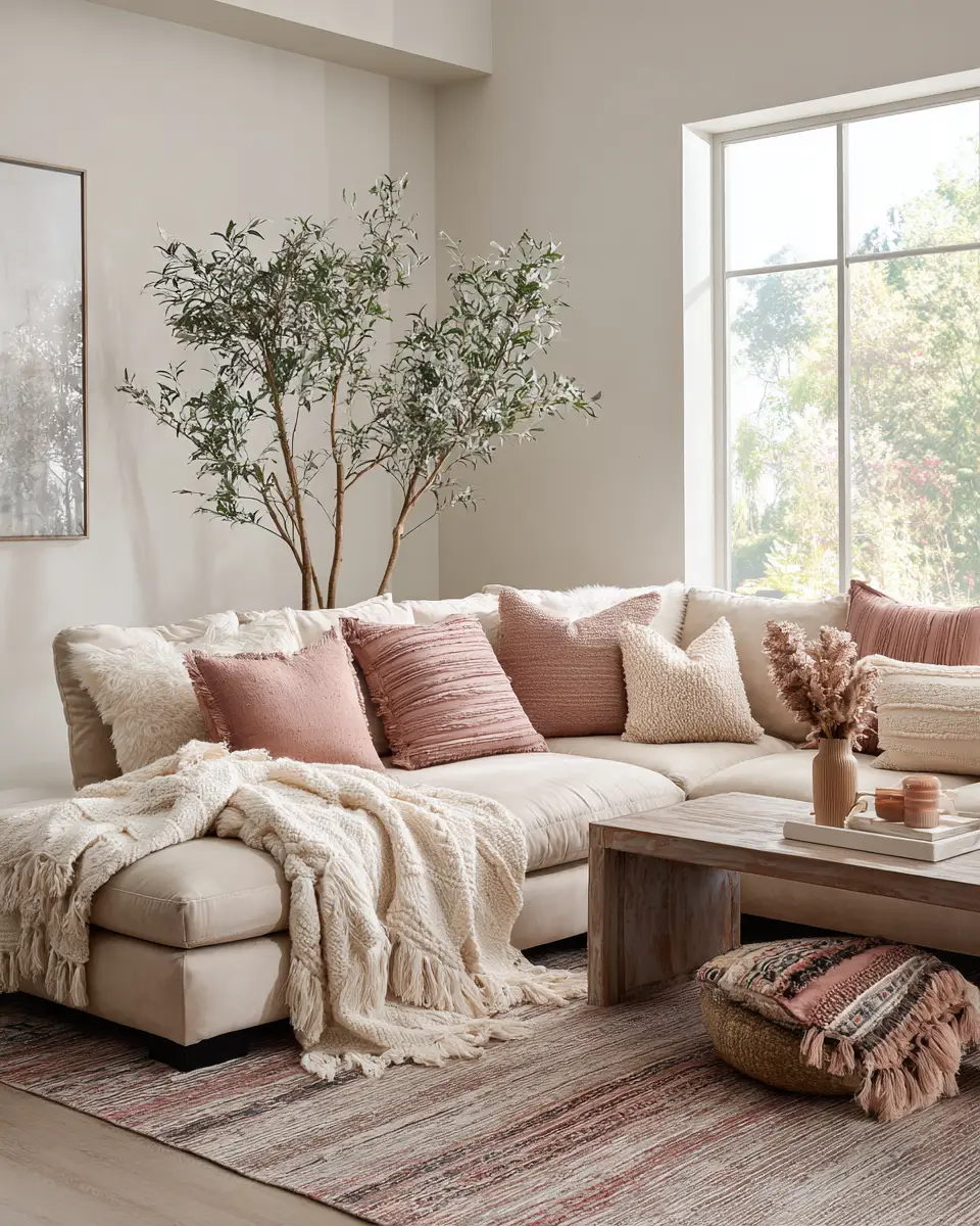Dusty Rose Vintage Living Room Decor Ideas