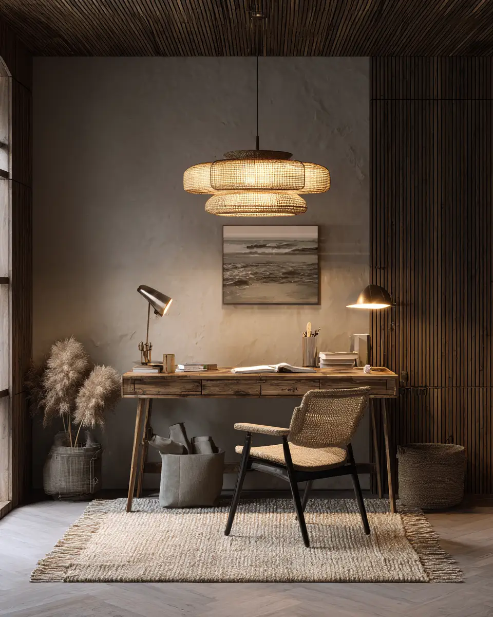 Earthy Coastal Home Office Decor Ideas