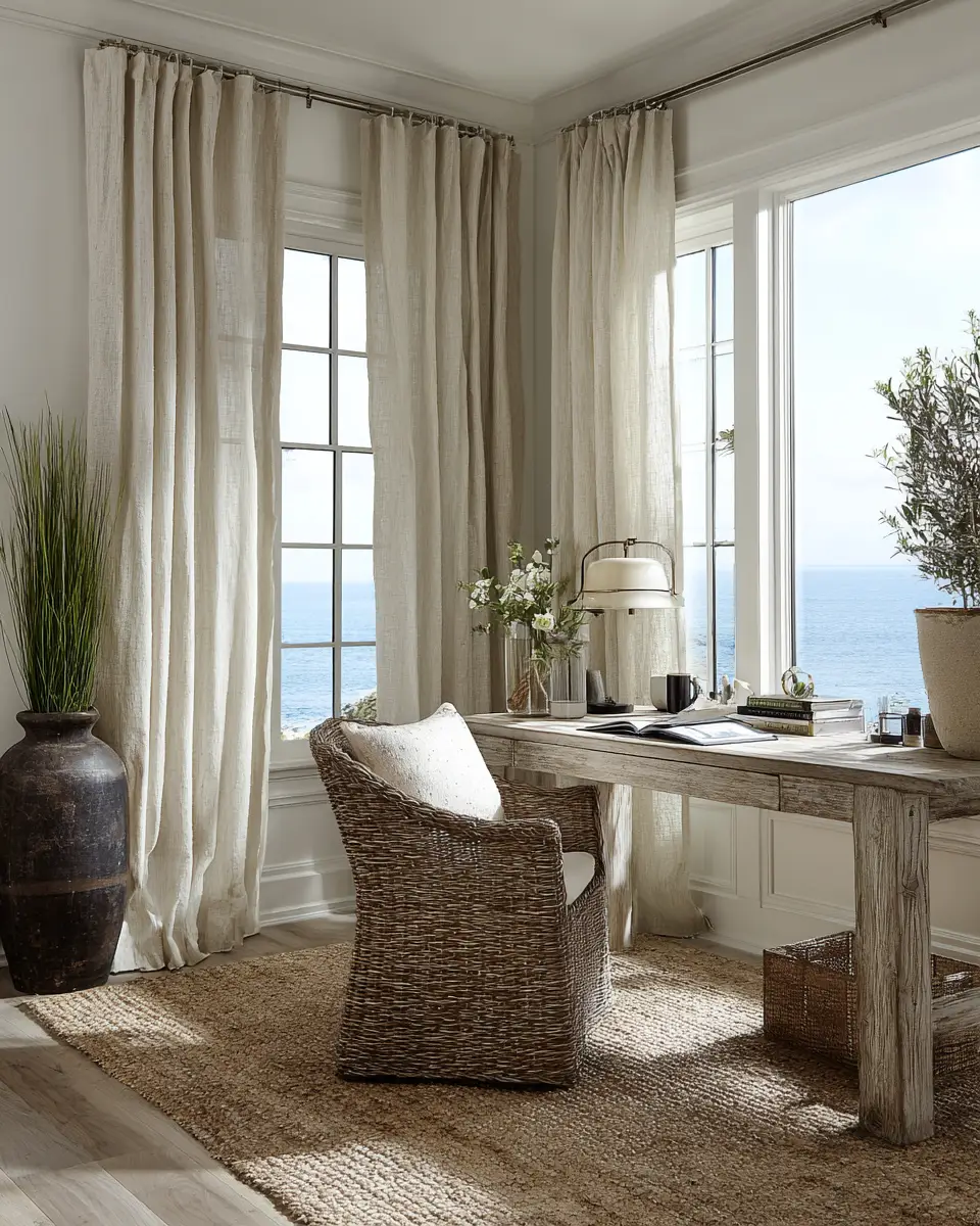 Earthy Coastal Home Office Decor Ideas