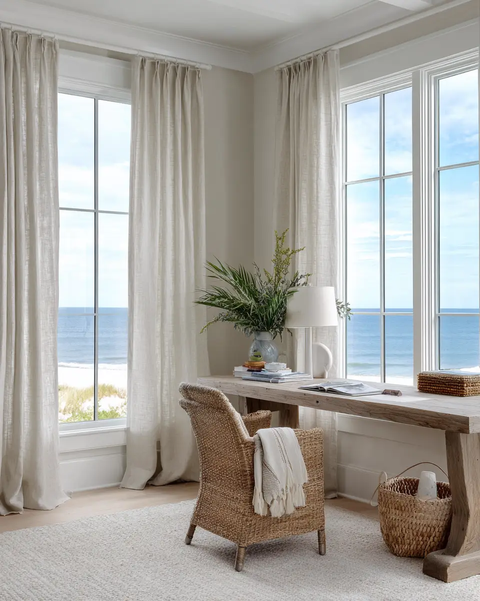 Earthy Coastal Home Office Decor Ideas
