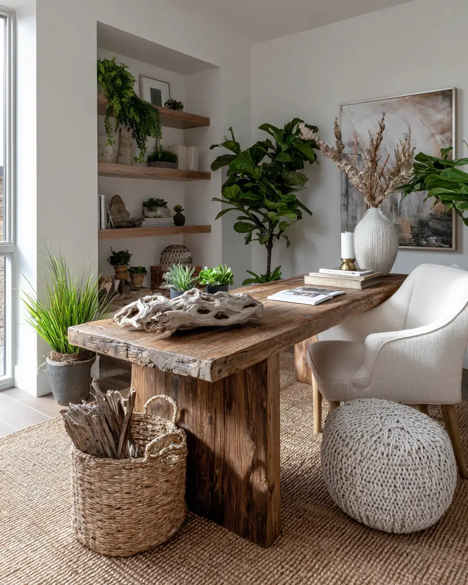 Earthy Coastal Home Office Decor Ideas