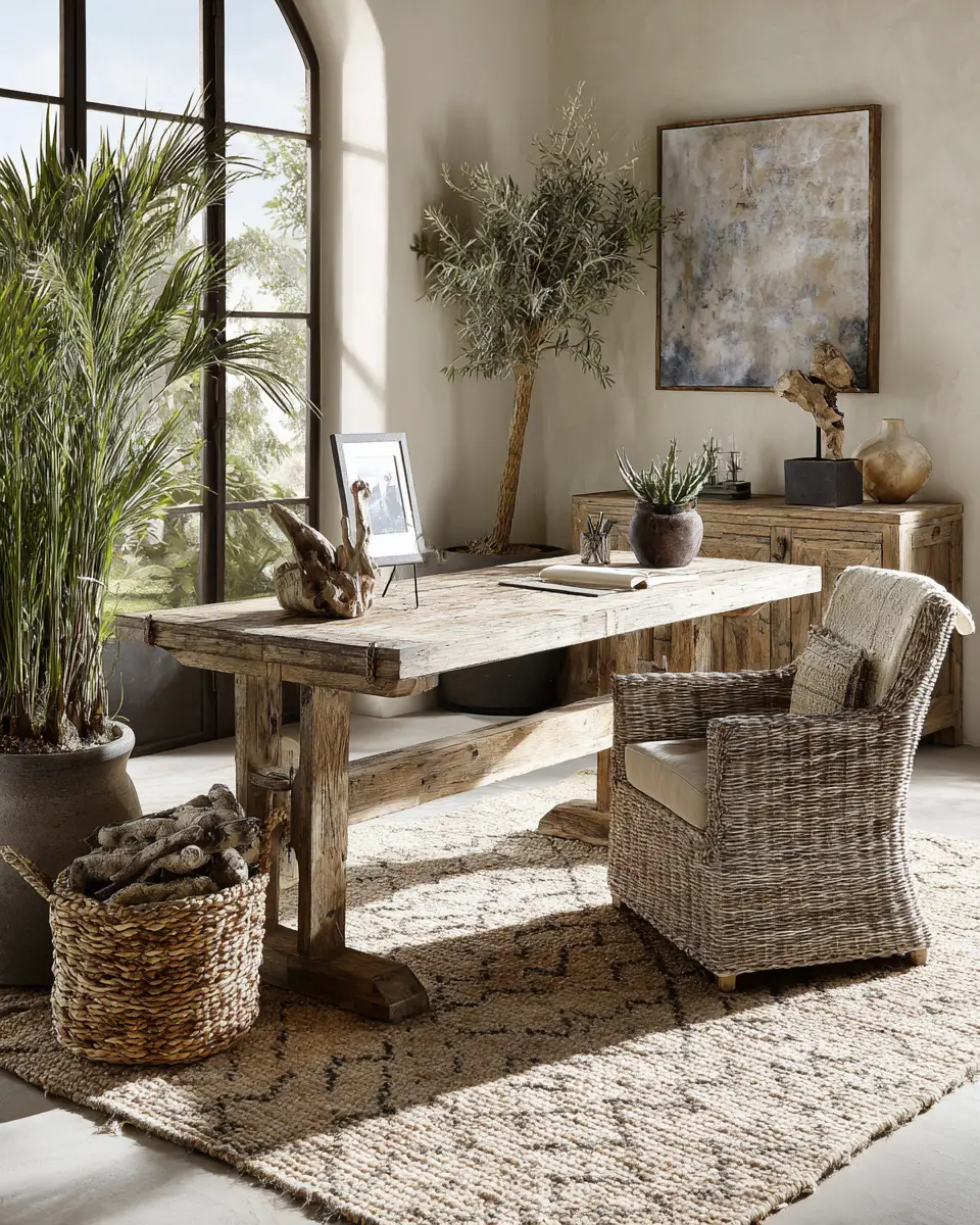 Earthy Coastal Home Office Decor Ideas