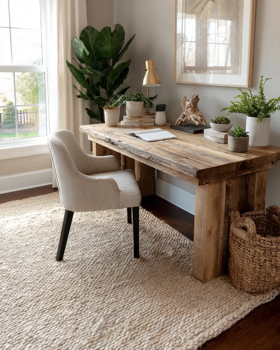 Earthy Coastal Home Office Decor Ideas