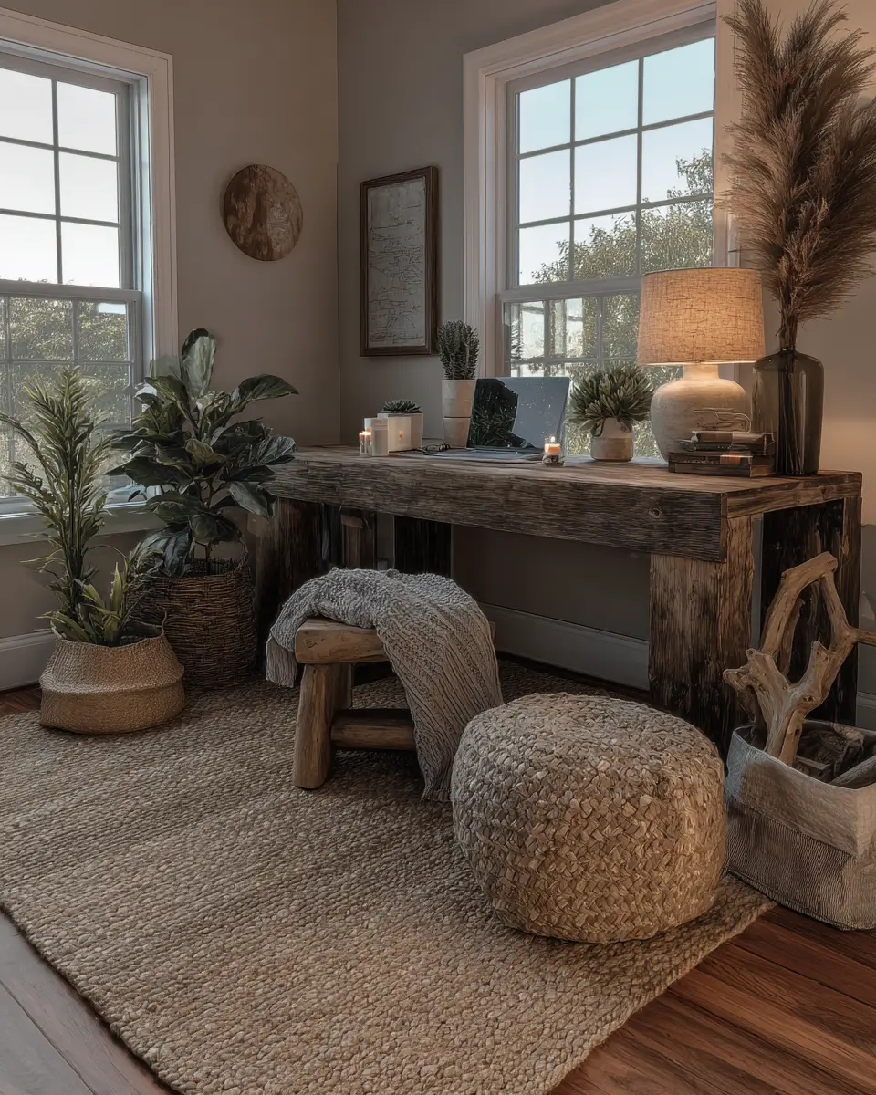 Earthy Coastal Home Office Decor Ideas