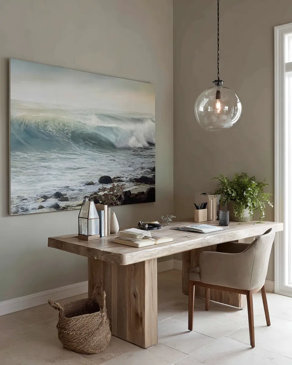 Earthy Coastal Home Office Decor Ideas