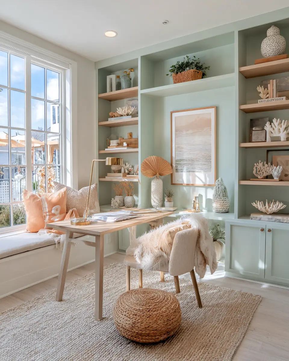 Earthy Coastal Home Office Decor Ideas