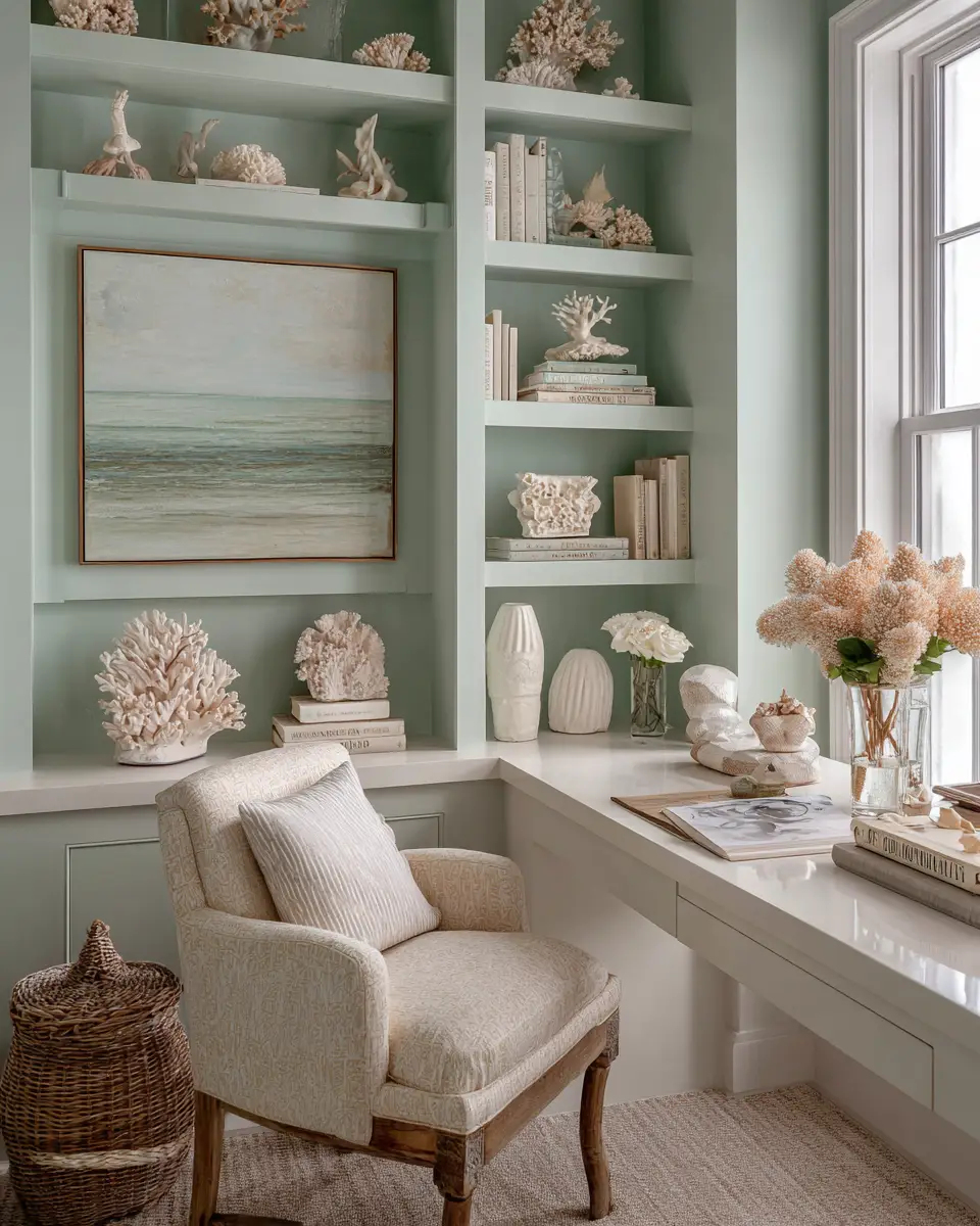 Earthy Coastal Home Office Decor Ideas