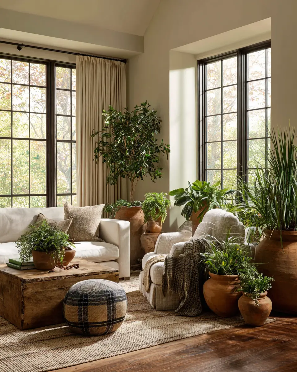 Earthy Country Living Room Decor Ideas - Featured