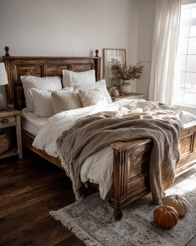 Earthy Farmhouse Bedroom Decor Ideas - Featured