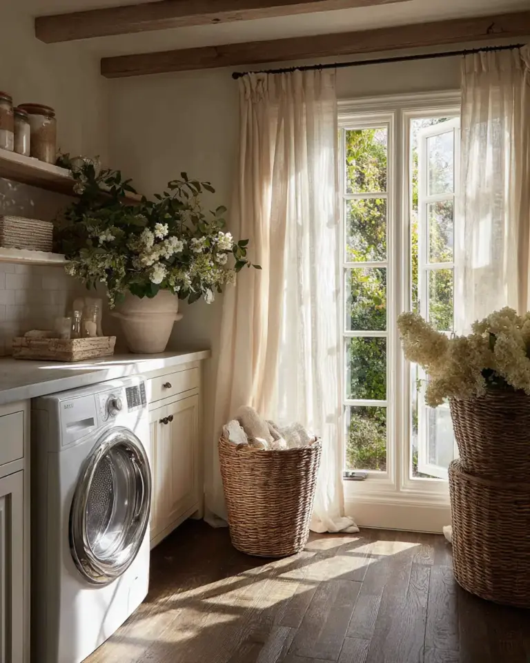 Earthy French Country Laundry Room Decor Ideas - Featured