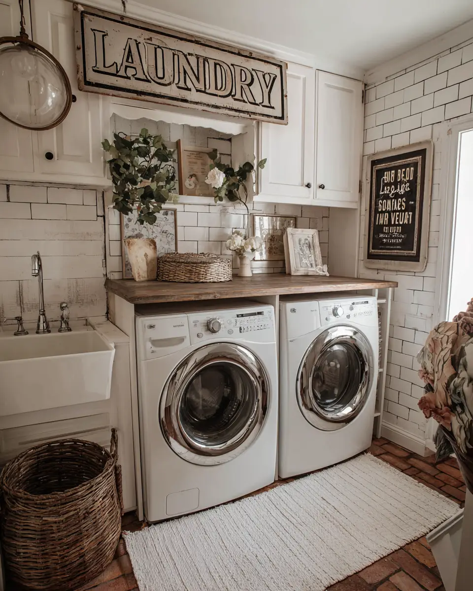 Earthy French Country Laundry Room Decor Ideas