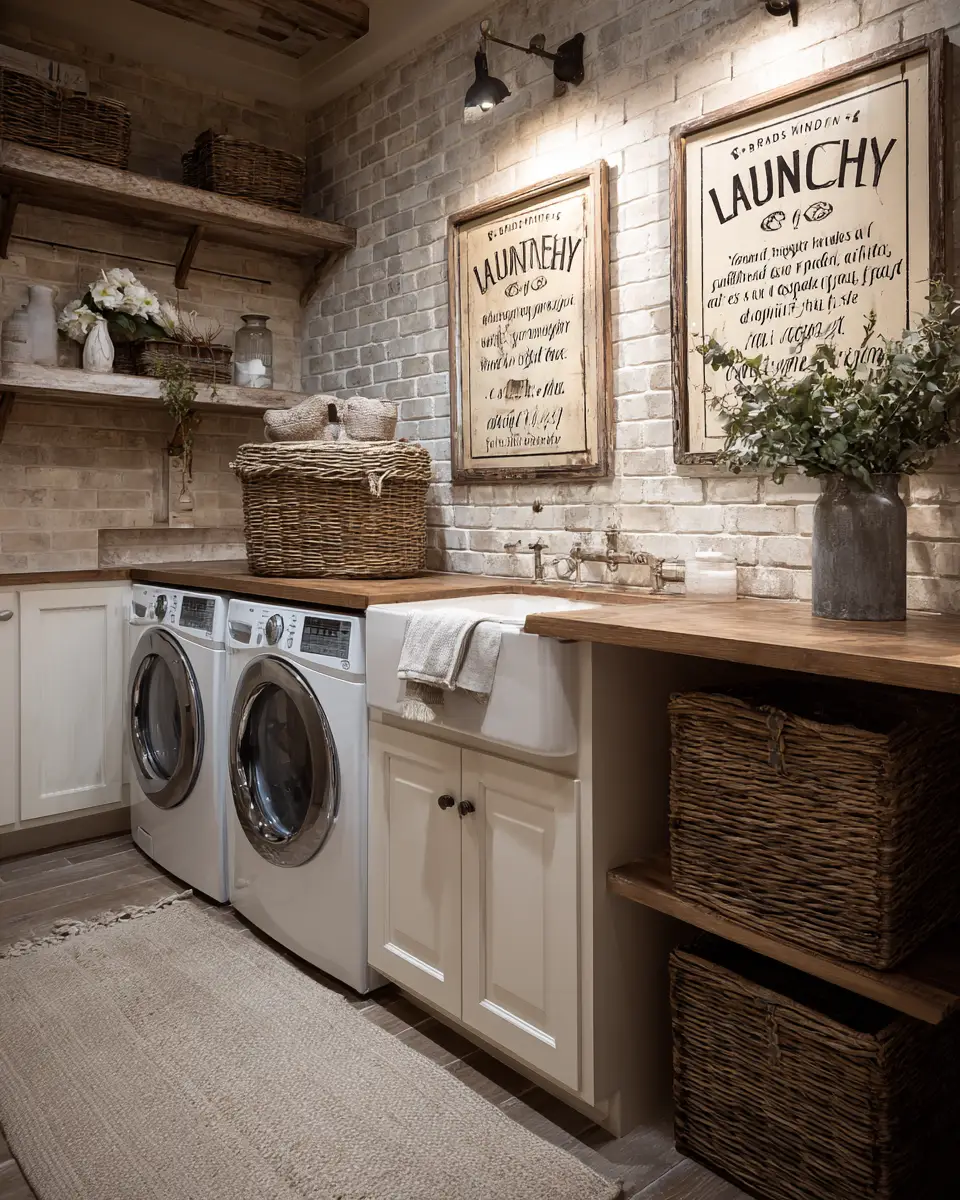 Earthy French Country Laundry Room Decor Ideas