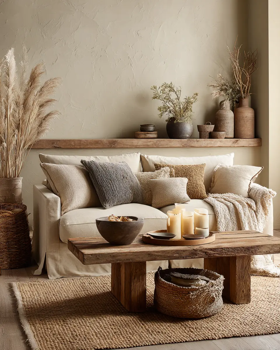 Earthy Minimalist Living Room Decor Ideas