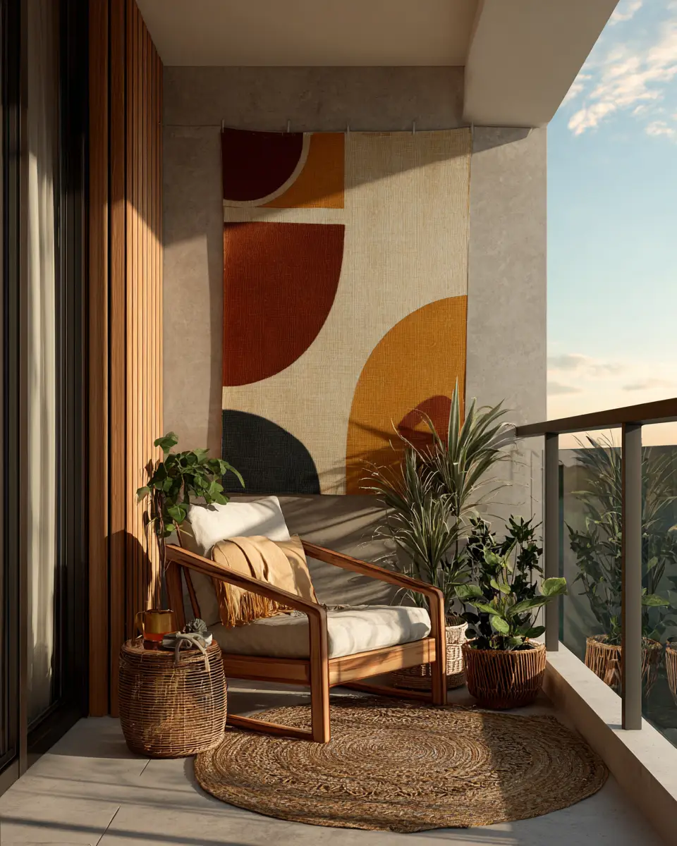 Earthy Retro Balcony Decor Ideas - Featured