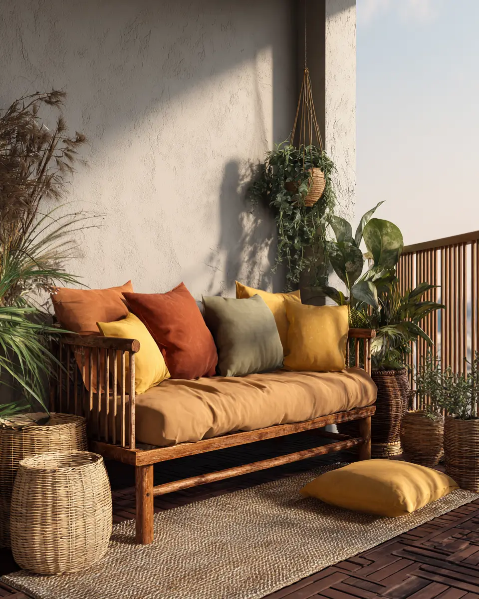 Earthy Retro Balcony Decor Ideas