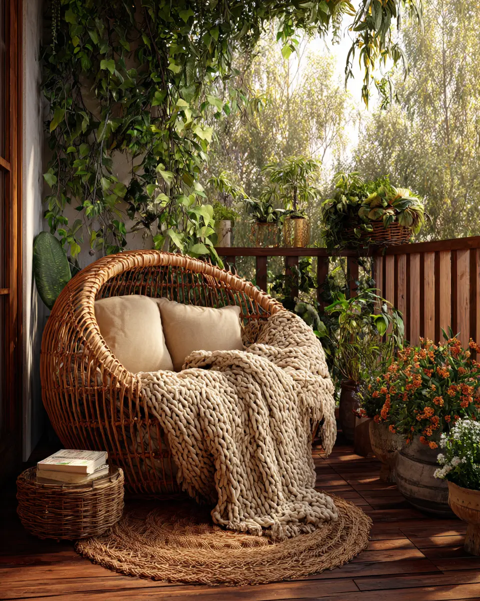Earthy Retro Balcony Decor Ideas