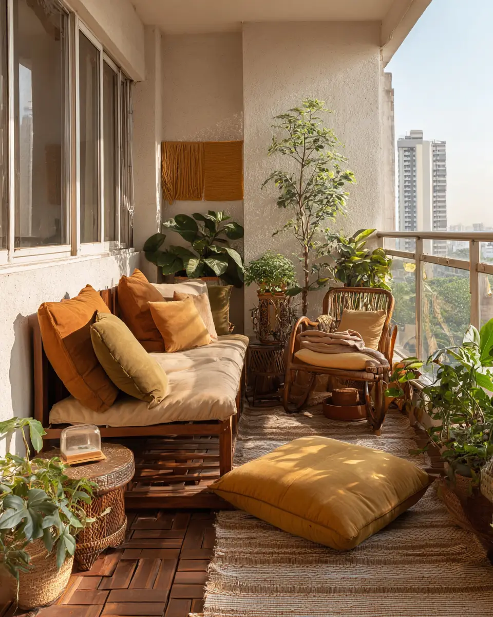 Earthy Retro Balcony Decor Ideas