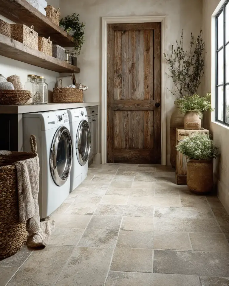 Earthy Transitional Laundry Room Decor Ideas - Featured