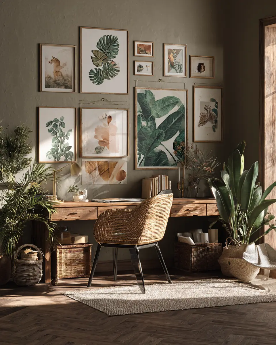 Earthy Tropical Home Office Decor Ideas