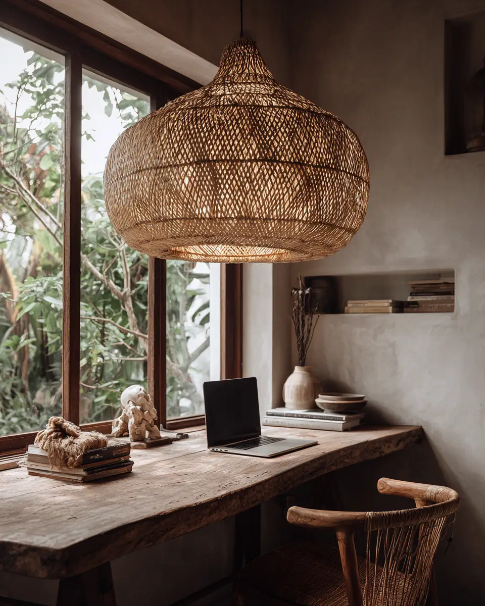 Earthy Tropical Home Office Decor Ideas