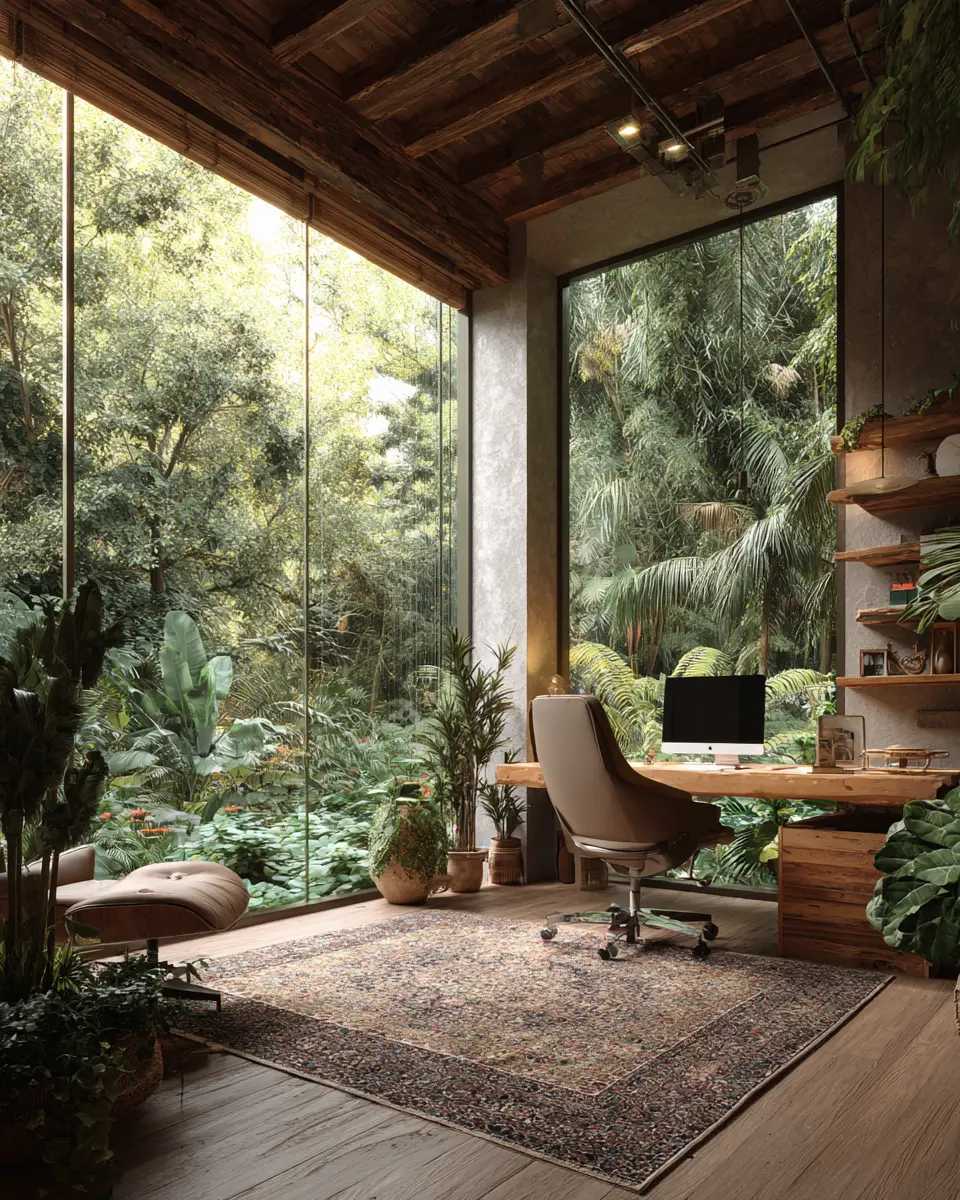 Earthy Tropical Home Office Decor Ideas