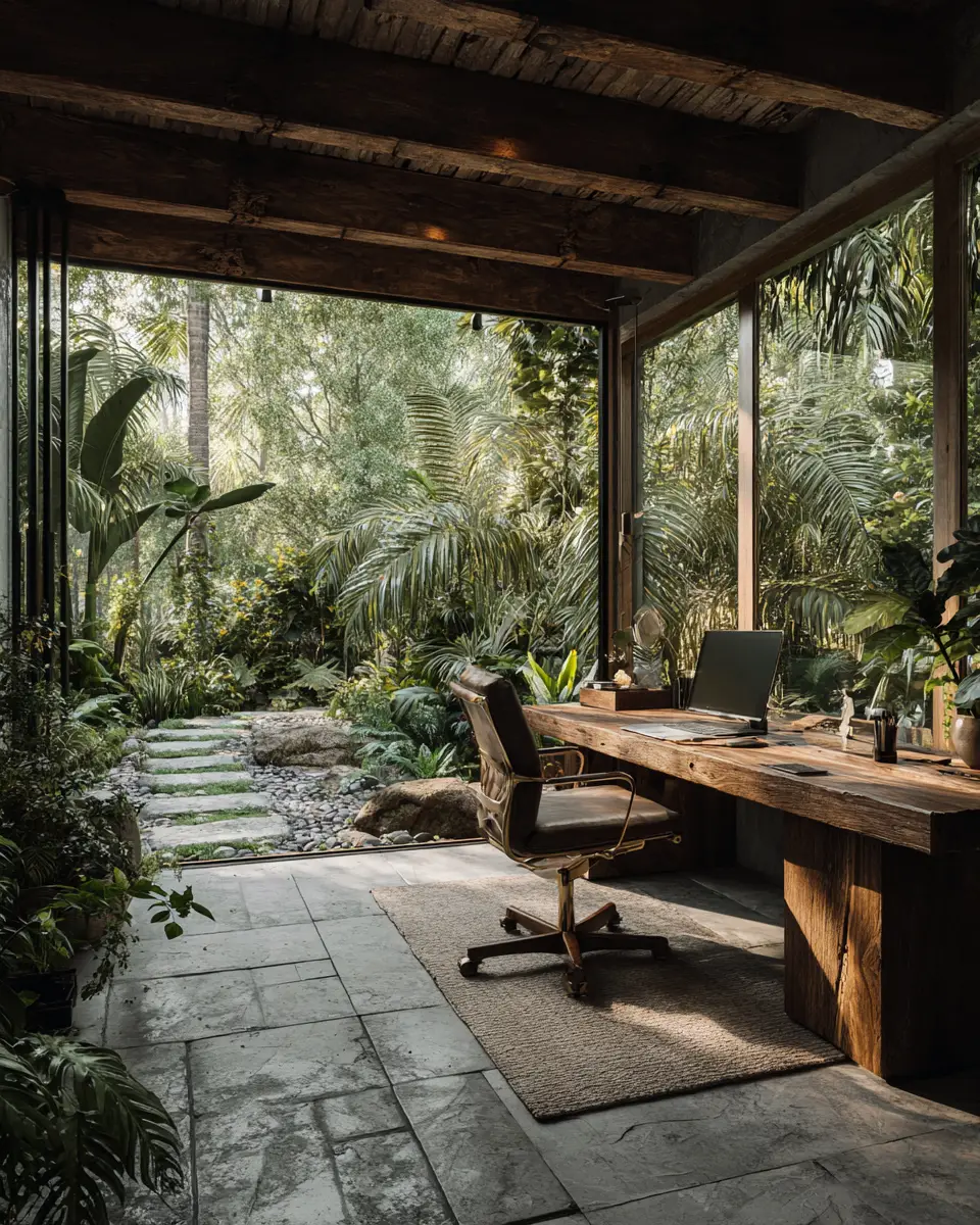 Earthy Tropical Home Office Decor Ideas
