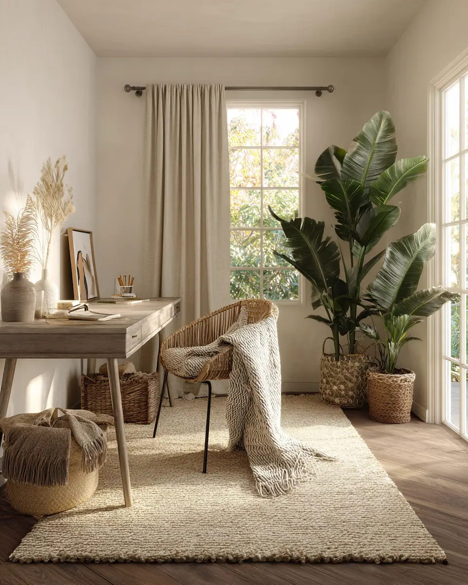 Earthy Tropical Home Office Decor Ideas
