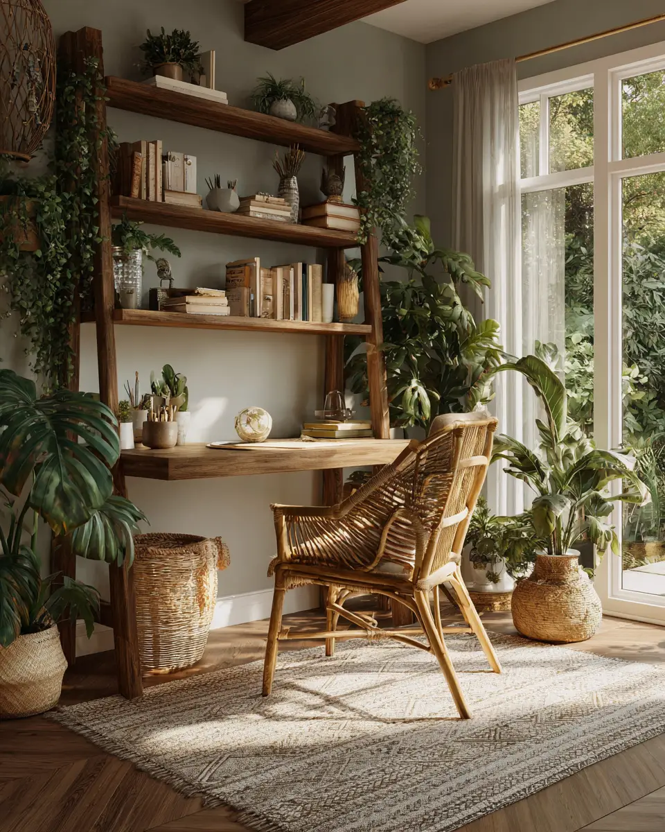 Earthy Tropical Home Office Decor Ideas