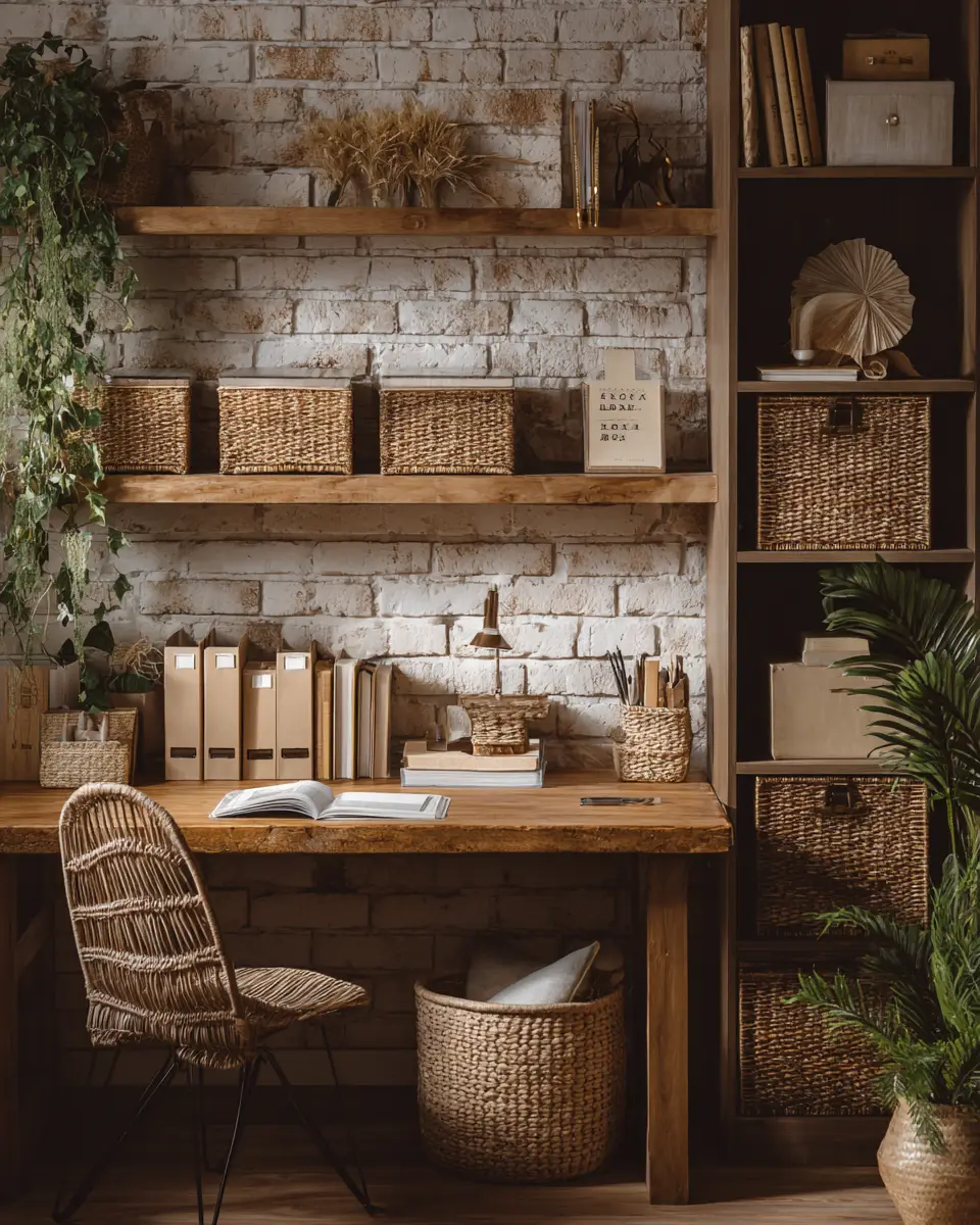 Earthy Tropical Home Office Decor Ideas