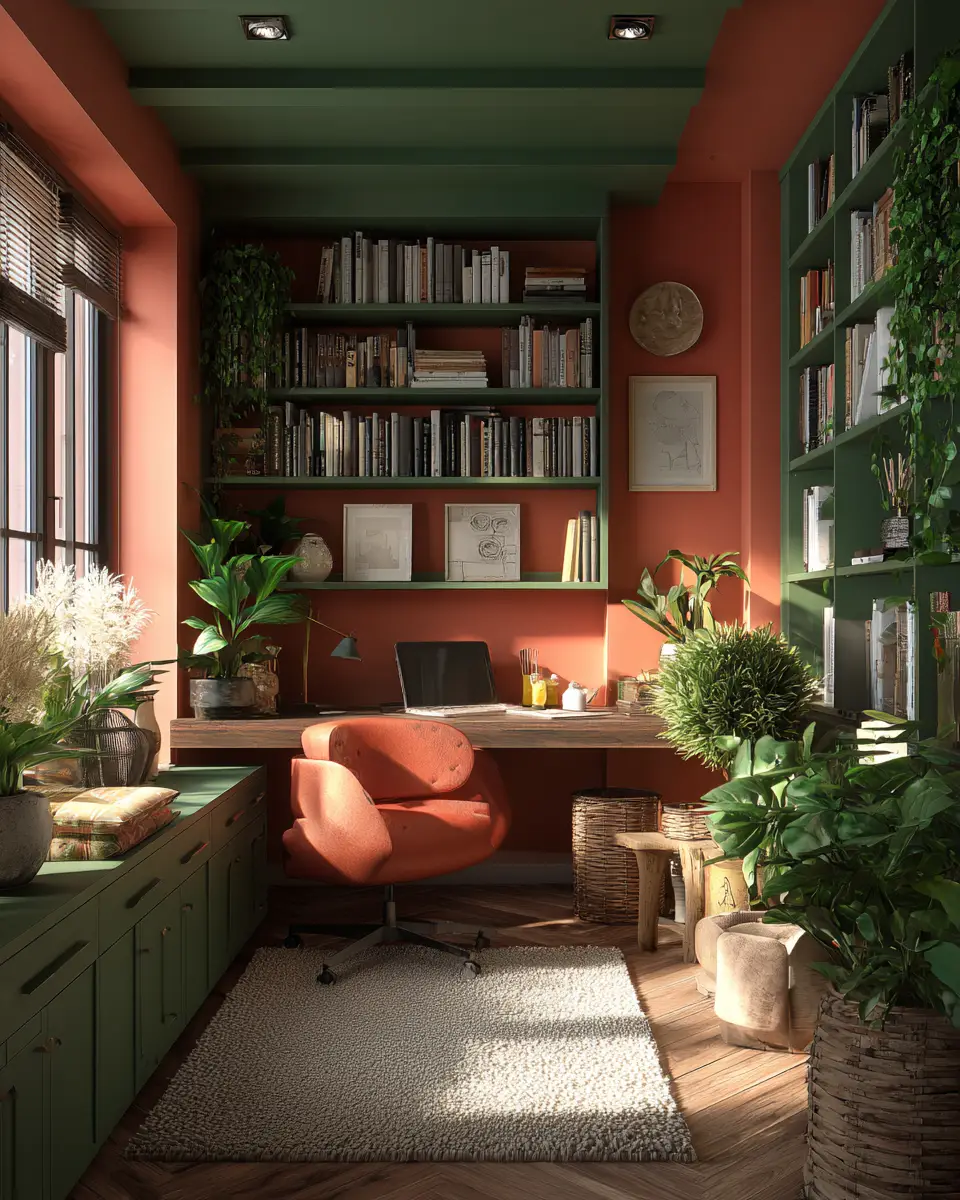 Earthy Tropical Home Office Decor Ideas