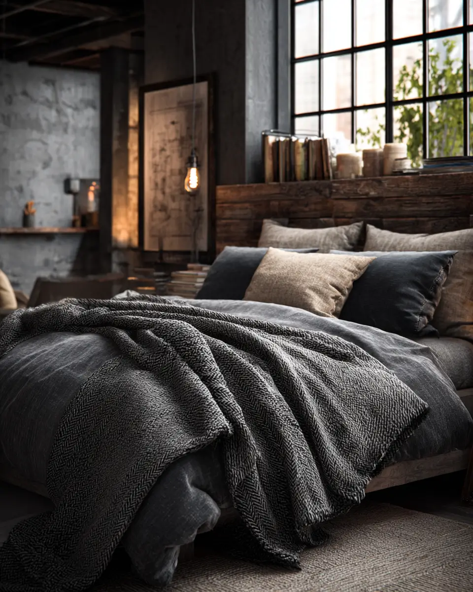 Elegant Industrial Bedroom Decor Ideas