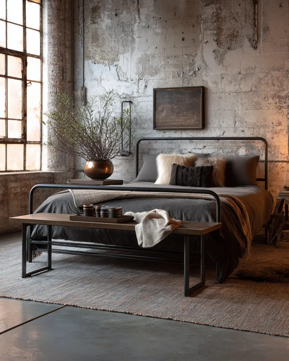 Elegant Industrial Bedroom Decor Ideas