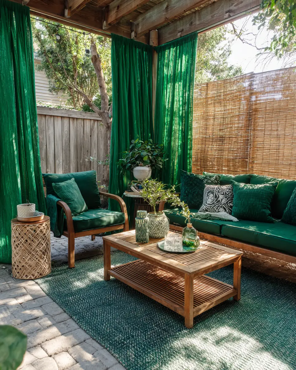 Emerald Green Boho Patio Decor Ideas - Featured