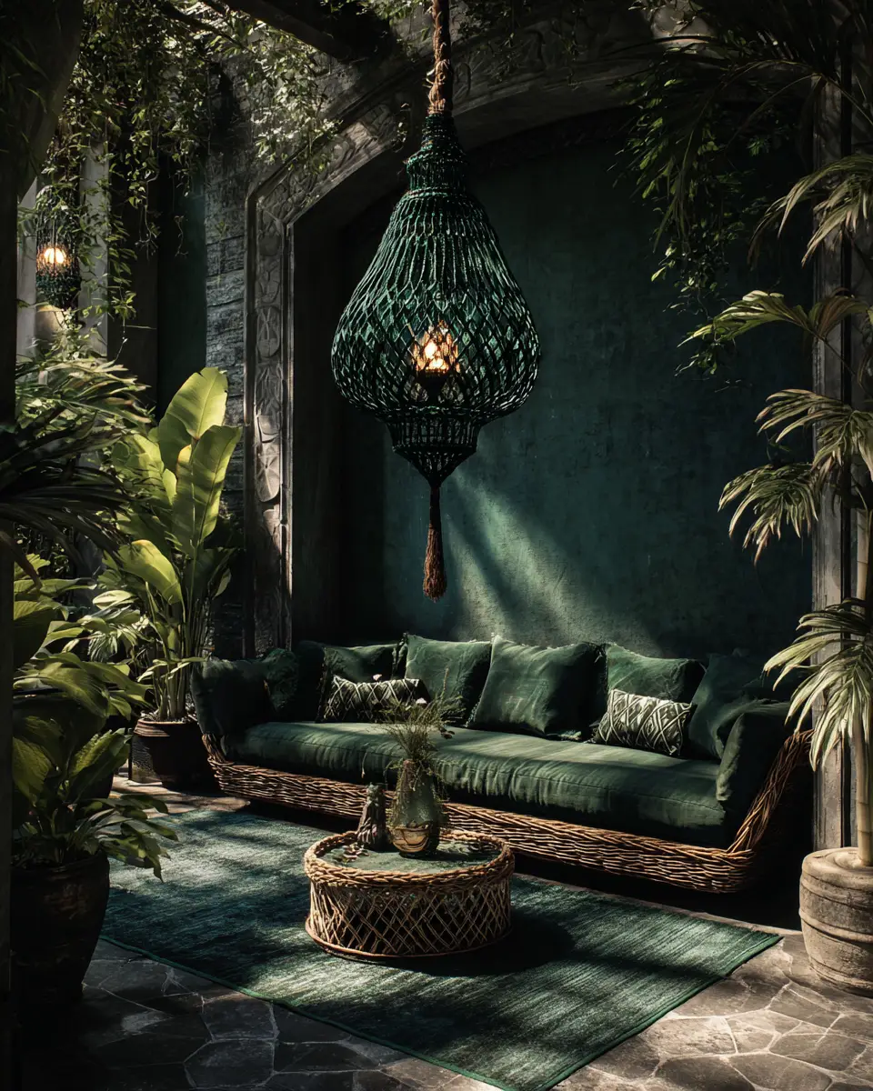 Emerald Green Boho Patio Decor Ideas