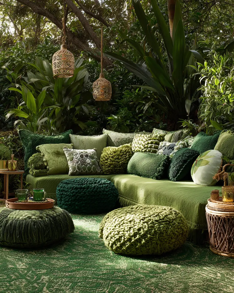 Emerald Green Boho Patio Decor Ideas