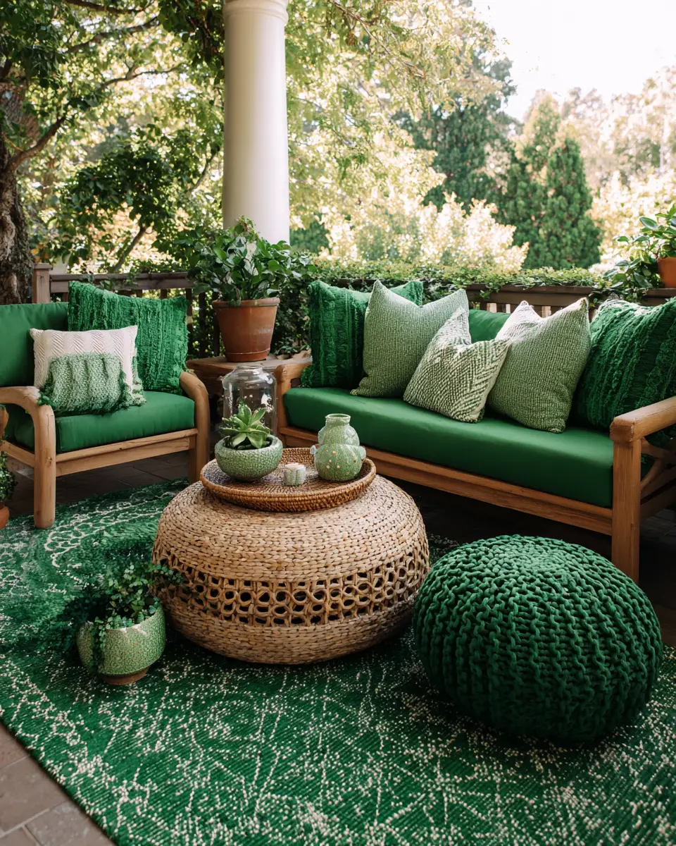 Emerald Green Boho Patio Decor Ideas
