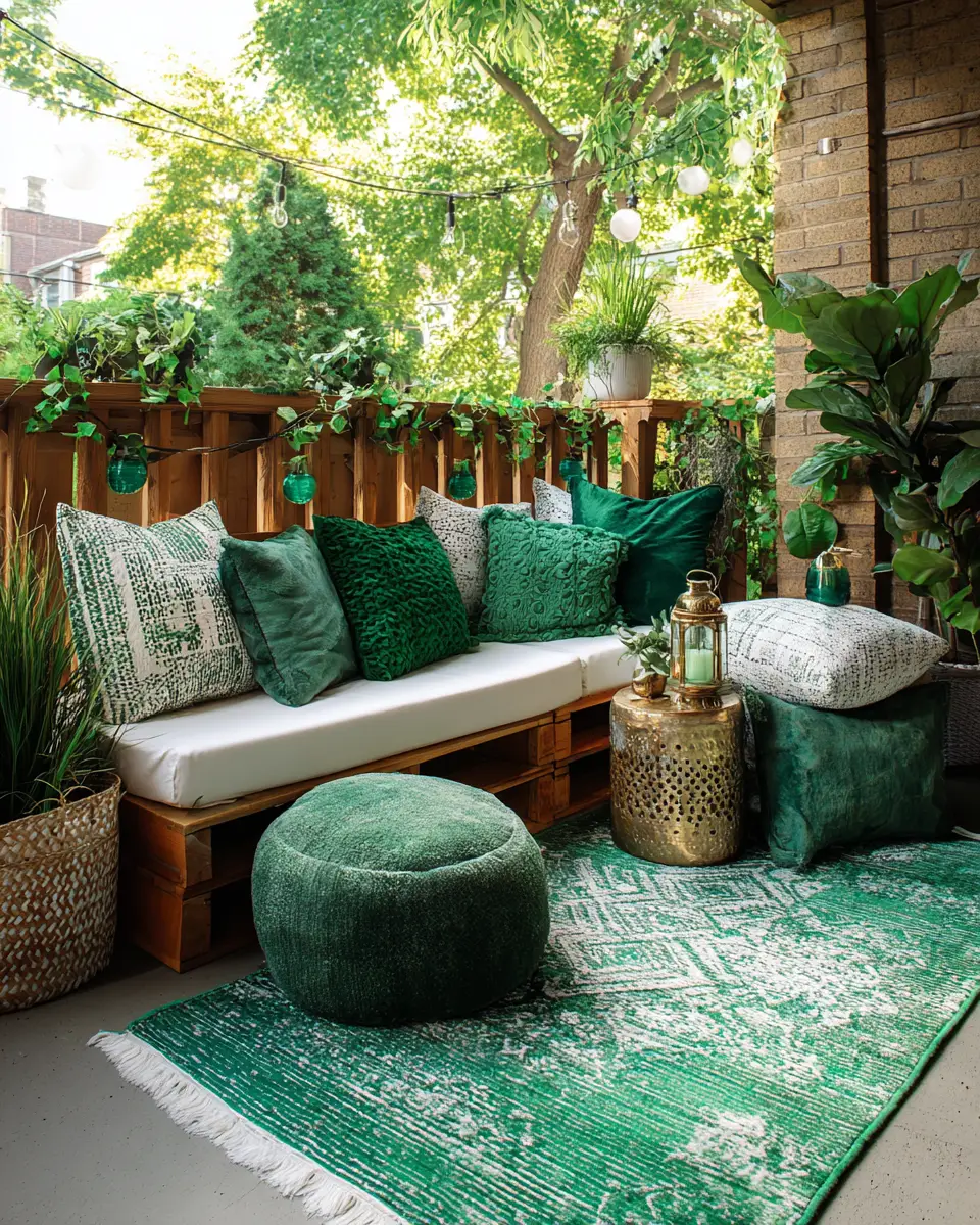 Emerald Green Boho Patio Decor Ideas