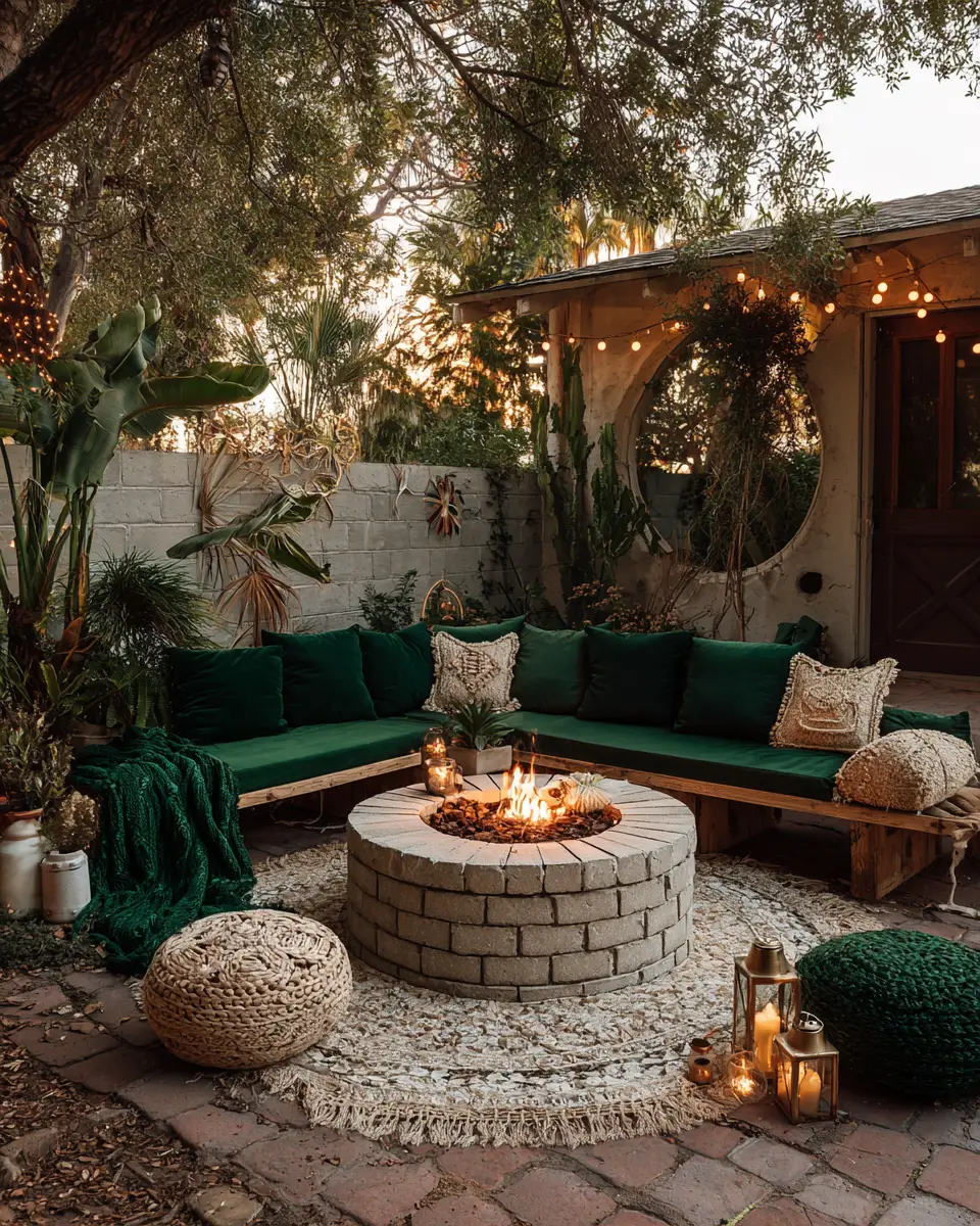 Emerald Green Boho Patio Decor Ideas