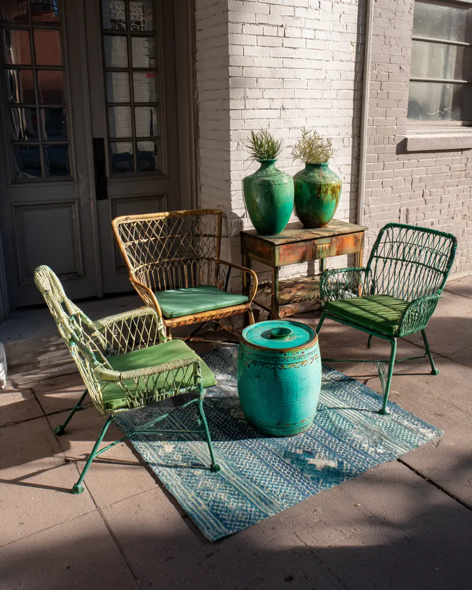 Emerald Green Boho Patio Decor Ideas