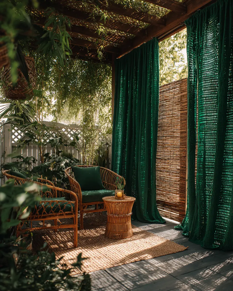 Emerald Green Boho Patio Decor Ideas